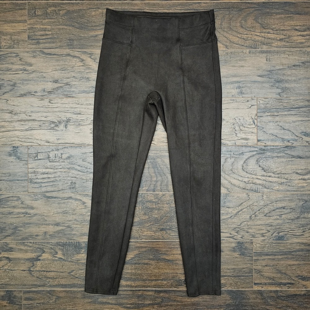 Spanx Faux Suede Mid Waisted‎ Chocolate Brown Ankle Leggings Womens Medium Heavy